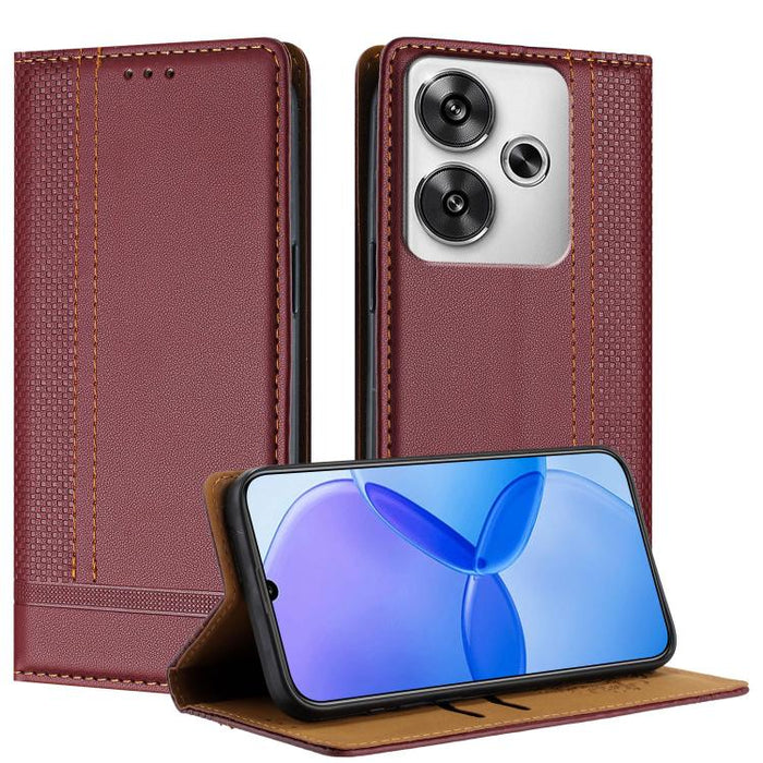 Funda para teléfono de cuero vegano resistente a los arañazos con diseño de costuras, For Redmi Note 14 Pro 5G, For Redmi 14C 4G, For Redmi 13 4G, For Redmi Turbo 3, For Redmi A3, For Redmi Note 13 Pro 4G, For Redmi Note 13 4G, For Redmi K70E          ...