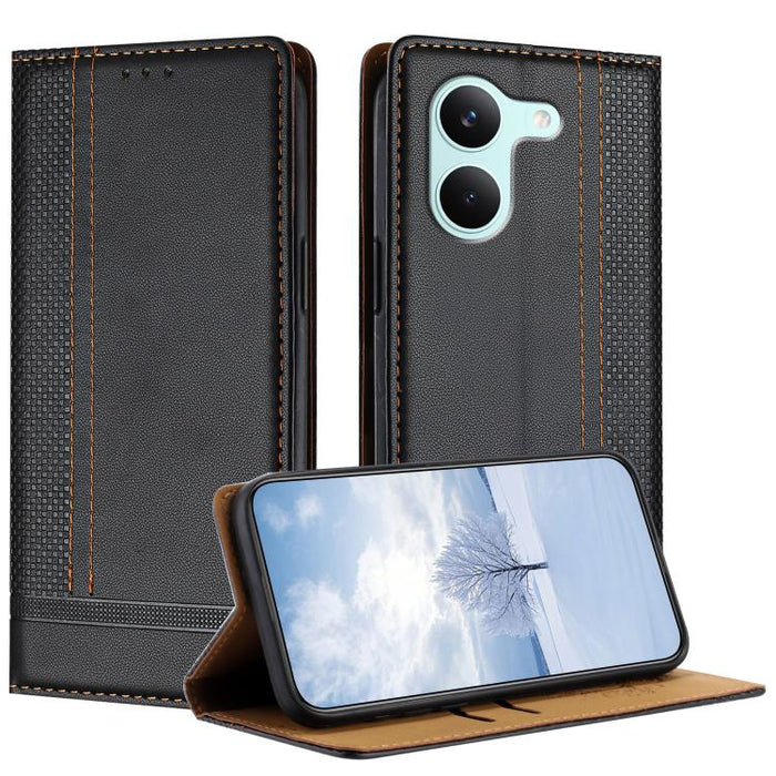 Funda para teléfono de cuero vegano resistente a los arañazos con diseño de costuras, For Redmi K90 Max 5G, For Redmi 15a 5G, For Redmi A7 Pro 4G 171mm, For Redmi Turbo 5 Max 5G, For Redmi Turbo 5 5G / Poco X8 Pro 5G                                    ...