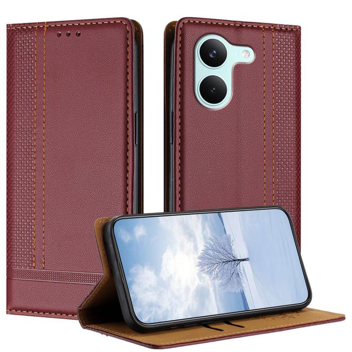 Funda para teléfono de cuero vegano resistente a los arañazos con diseño de costuras, For Redmi K90 Max 5G, For Redmi 15a 5G, For Redmi A7 Pro 4G 171mm, For Redmi Turbo 5 Max 5G, For Redmi Turbo 5 5G / Poco X8 Pro 5G                                    ...