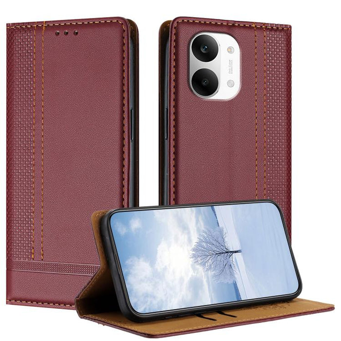Funda para teléfono de cuero vegano resistente a los arañazos con diseño de costuras, For Redmi K90 Max 5G, For Redmi 15a 5G, For Redmi A7 Pro 4G 171mm, For Redmi Turbo 5 Max 5G, For Redmi Turbo 5 5G / Poco X8 Pro 5G                                    ...