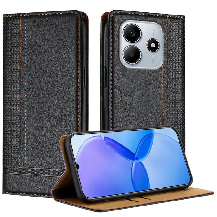 Funda para teléfono de cuero vegano resistente a los arañazos con diseño de costuras, For Redmi 15 5G Global/15 4G SEA 169.5mm, For Redmi 15 5G / 4G EU 171mm, For Redmi 15C 5G / 4G Global 171, For Redmi A5 4G 173.3mm, For Redmi A5 4G 171.7mm / Poco C71...