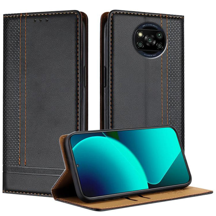 Funda para teléfono de cuero vegano resistente a los arañazos con diseño de costuras, For Xiaomi 14 Pro, For Xiaomi 14, For Xiaomi 13 Ultra, For Xiaomi Civi 3, For Xiaomi Poco X3 Pro