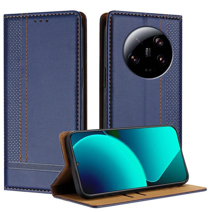 Funda para teléfono de cuero vegano resistente a los arañazos con diseño de costuras, For Xiaomi 14 Pro, For Xiaomi 14, For Xiaomi 13 Ultra, For Xiaomi Civi 3, For Xiaomi Poco X3 Pro