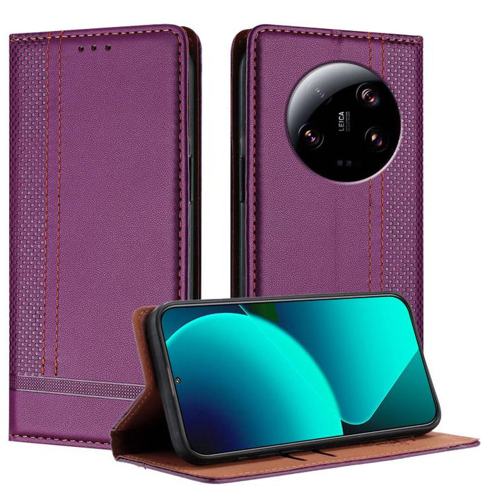 Funda para teléfono de cuero vegano resistente a los arañazos con diseño de costuras, For Xiaomi 14 Pro, For Xiaomi 14, For Xiaomi 13 Ultra, For Xiaomi Civi 3, For Xiaomi Poco X3 Pro