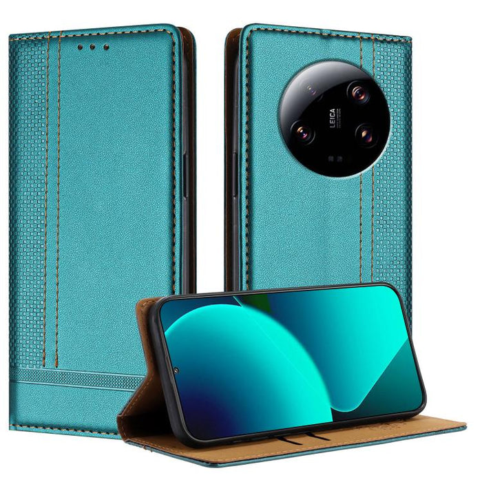 Funda para teléfono de cuero vegano resistente a los arañazos con diseño de costuras, For Xiaomi 14 Pro, For Xiaomi 14, For Xiaomi 13 Ultra, For Xiaomi Civi 3, For Xiaomi Poco X3 Pro