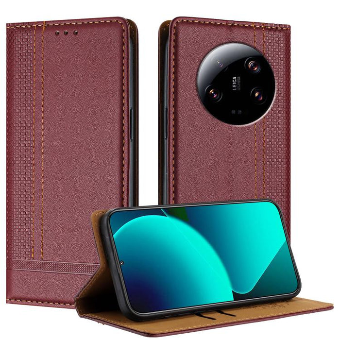 Funda para teléfono de cuero vegano resistente a los arañazos con diseño de costuras, For Xiaomi 14 Pro, For Xiaomi 14, For Xiaomi 13 Ultra, For Xiaomi Civi 3, For Xiaomi Poco X3 Pro