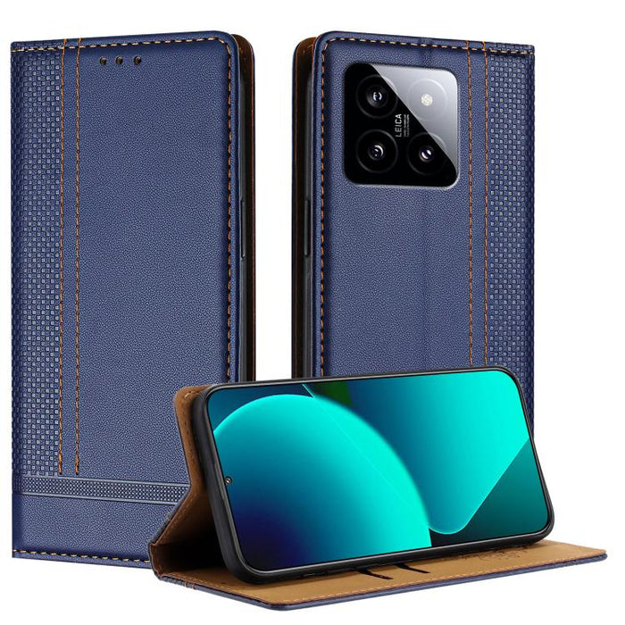 Funda para teléfono de cuero vegano resistente a los arañazos con diseño de costuras, For Xiaomi 14 Pro, For Xiaomi 14, For Xiaomi 13 Ultra, For Xiaomi Civi 3, For Xiaomi Poco X3 Pro