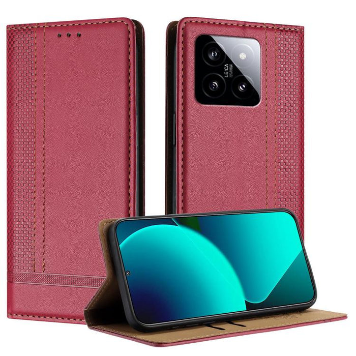 Funda para teléfono de cuero vegano resistente a los arañazos con diseño de costuras, For Xiaomi 14 Pro, For Xiaomi 14, For Xiaomi 13 Ultra, For Xiaomi Civi 3, For Xiaomi Poco X3 Pro