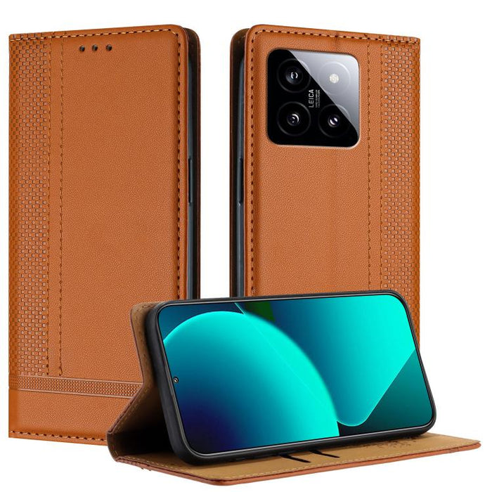 Funda para teléfono de cuero vegano resistente a los arañazos con diseño de costuras, For Xiaomi 14 Pro, For Xiaomi 14, For Xiaomi 13 Ultra, For Xiaomi Civi 3, For Xiaomi Poco X3 Pro