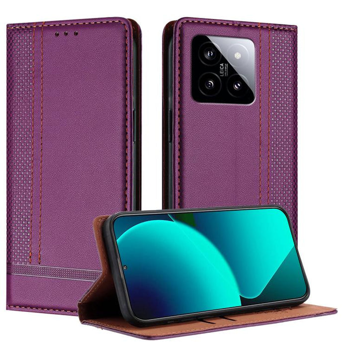 Funda para teléfono de cuero vegano resistente a los arañazos con diseño de costuras, For Xiaomi 14 Pro, For Xiaomi 14, For Xiaomi 13 Ultra, For Xiaomi Civi 3, For Xiaomi Poco X3 Pro