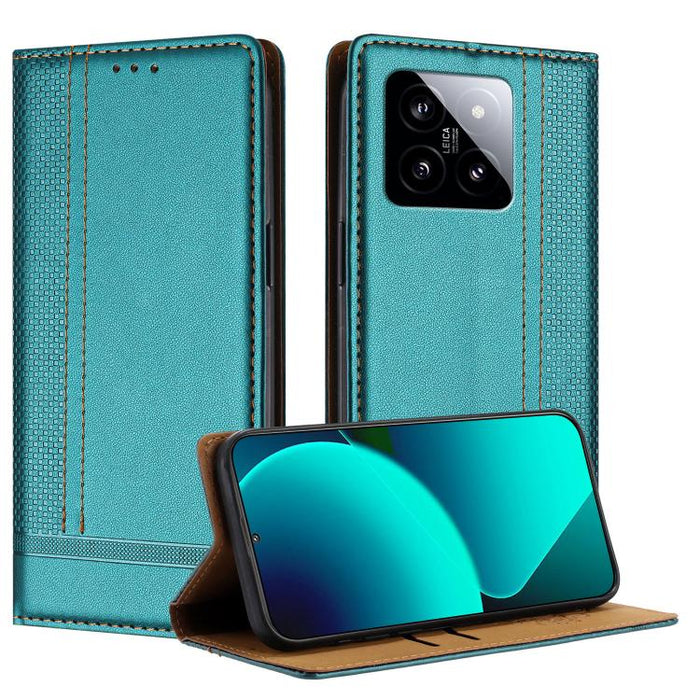 Funda para teléfono de cuero vegano resistente a los arañazos con diseño de costuras, For Xiaomi 14 Pro, For Xiaomi 14, For Xiaomi 13 Ultra, For Xiaomi Civi 3, For Xiaomi Poco X3 Pro
