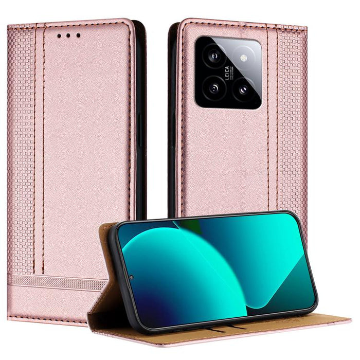 Funda para teléfono de cuero vegano resistente a los arañazos con diseño de costuras, For Xiaomi 14 Pro, For Xiaomi 14, For Xiaomi 13 Ultra, For Xiaomi Civi 3, For Xiaomi Poco X3 Pro