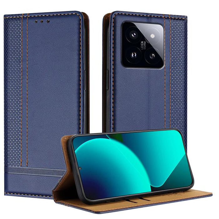 Funda para teléfono de cuero vegano resistente a los arañazos con diseño de costuras, For Xiaomi 14 Pro, For Xiaomi 14, For Xiaomi 13 Ultra, For Xiaomi Civi 3, For Xiaomi Poco X3 Pro