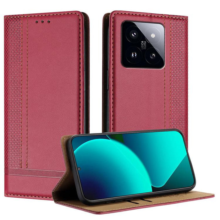 Funda para teléfono de cuero vegano resistente a los arañazos con diseño de costuras, For Xiaomi 14 Pro, For Xiaomi 14, For Xiaomi 13 Ultra, For Xiaomi Civi 3, For Xiaomi Poco X3 Pro