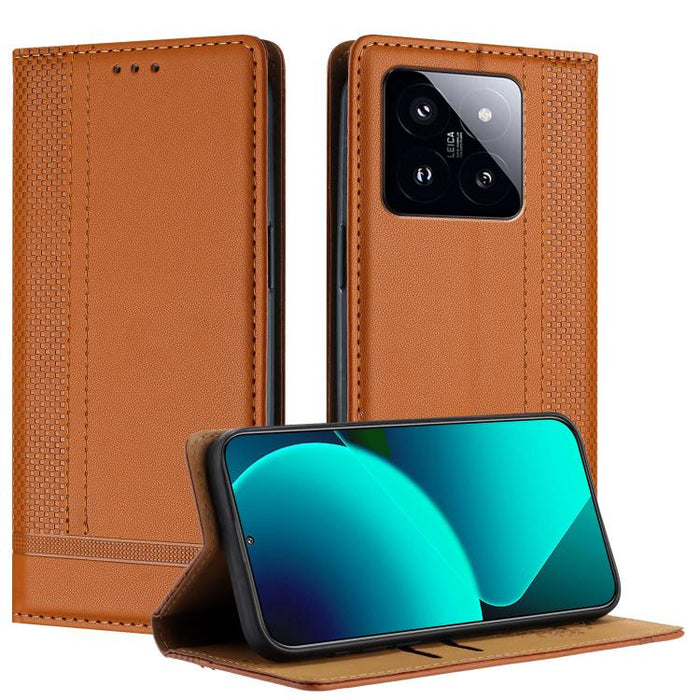 Funda para teléfono de cuero vegano resistente a los arañazos con diseño de costuras, For Xiaomi 14 Pro, For Xiaomi 14, For Xiaomi 13 Ultra, For Xiaomi Civi 3, For Xiaomi Poco X3 Pro