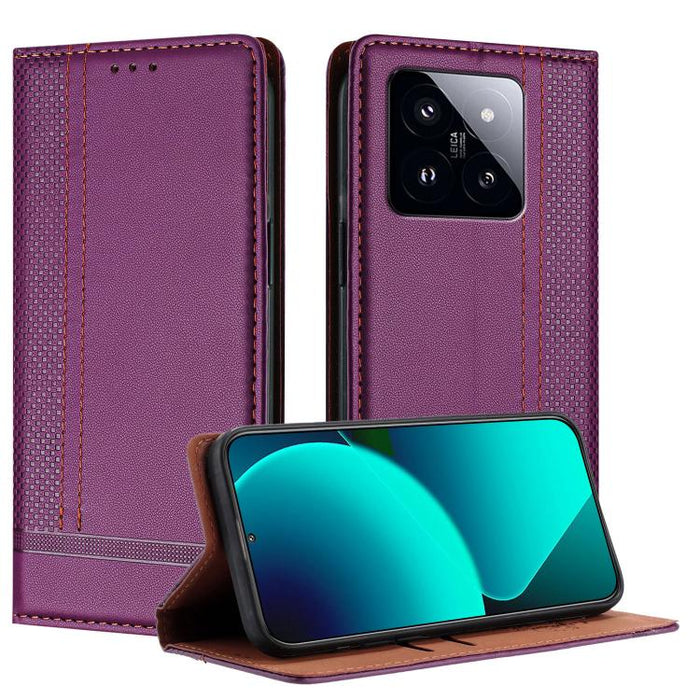 Funda para teléfono de cuero vegano resistente a los arañazos con diseño de costuras, For Xiaomi 14 Pro, For Xiaomi 14, For Xiaomi 13 Ultra, For Xiaomi Civi 3, For Xiaomi Poco X3 Pro