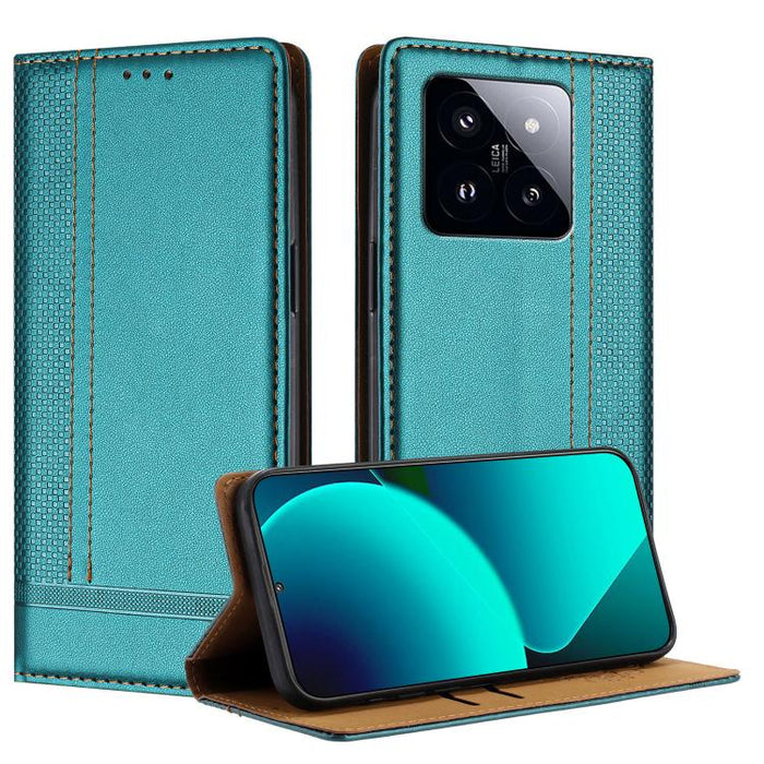 Funda para teléfono de cuero vegano resistente a los arañazos con diseño de costuras, For Xiaomi 14 Pro, For Xiaomi 14, For Xiaomi 13 Ultra, For Xiaomi Civi 3, For Xiaomi Poco X3 Pro