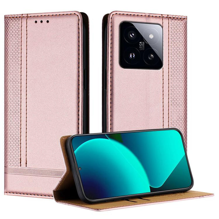 Funda para teléfono de cuero vegano resistente a los arañazos con diseño de costuras, For Xiaomi 14 Pro, For Xiaomi 14, For Xiaomi 13 Ultra, For Xiaomi Civi 3, For Xiaomi Poco X3 Pro