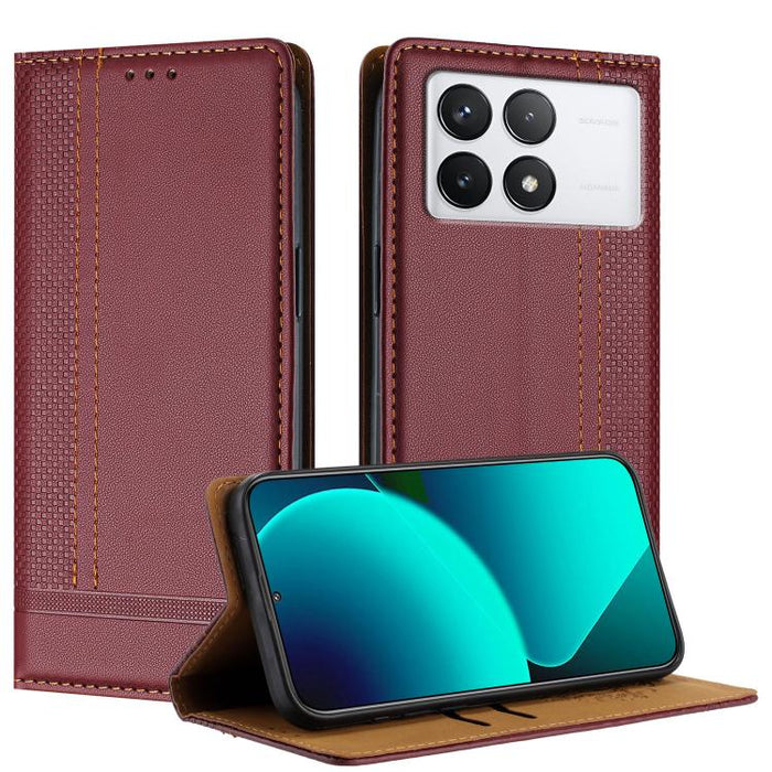 Funda para teléfono de cuero vegano resistente a los arañazos con diseño de costuras, For Xiaomi Poco C85 4G, For Xiaomi Poco M7 4G 171mm, For Xiaomi 15T Pro 5G, For Xiaomi 15T 5G, For Xiaomi Civi 5 Pro, For Xiaomi 15S Pro, For Xiaomi 15 Ultra         ...