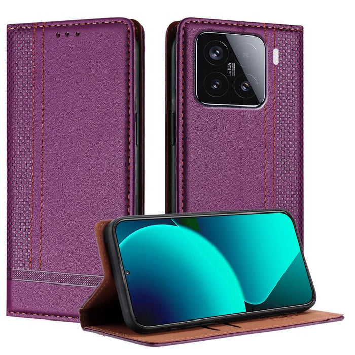 Funda para teléfono de cuero vegano resistente a los arañazos con diseño de costuras, For Xiaomi Poco C85 4G, For Xiaomi Poco M7 4G 171mm, For Xiaomi 15T Pro 5G, For Xiaomi 15T 5G, For Xiaomi Civi 5 Pro, For Xiaomi 15S Pro, For Xiaomi 15 Ultra         ...
