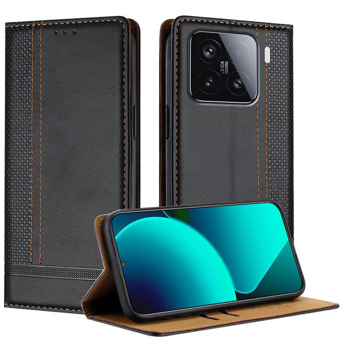 Funda para teléfono de cuero vegano resistente a los arañazos con diseño de costuras, For Xiaomi Poco C85 4G, For Xiaomi Poco M7 4G 171mm, For Xiaomi 15T Pro 5G, For Xiaomi 15T 5G, For Xiaomi Civi 5 Pro, For Xiaomi 15S Pro, For Xiaomi 15 Ultra         ...