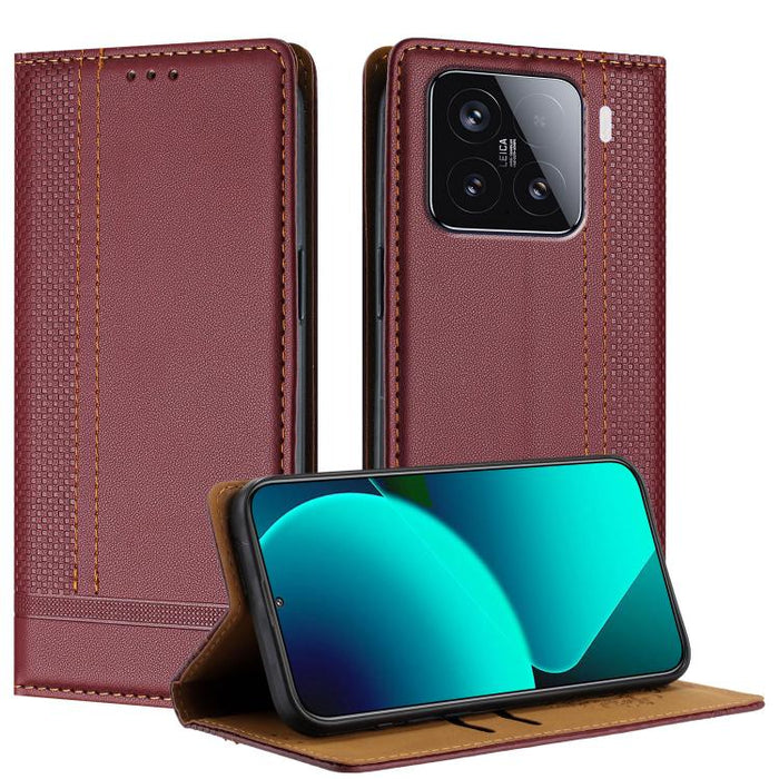 Funda para teléfono de cuero vegano resistente a los arañazos con diseño de costuras, For Xiaomi Poco C85 4G, For Xiaomi Poco M7 4G 171mm, For Xiaomi 15T Pro 5G, For Xiaomi 15T 5G, For Xiaomi Civi 5 Pro, For Xiaomi 15S Pro, For Xiaomi 15 Ultra         ...
