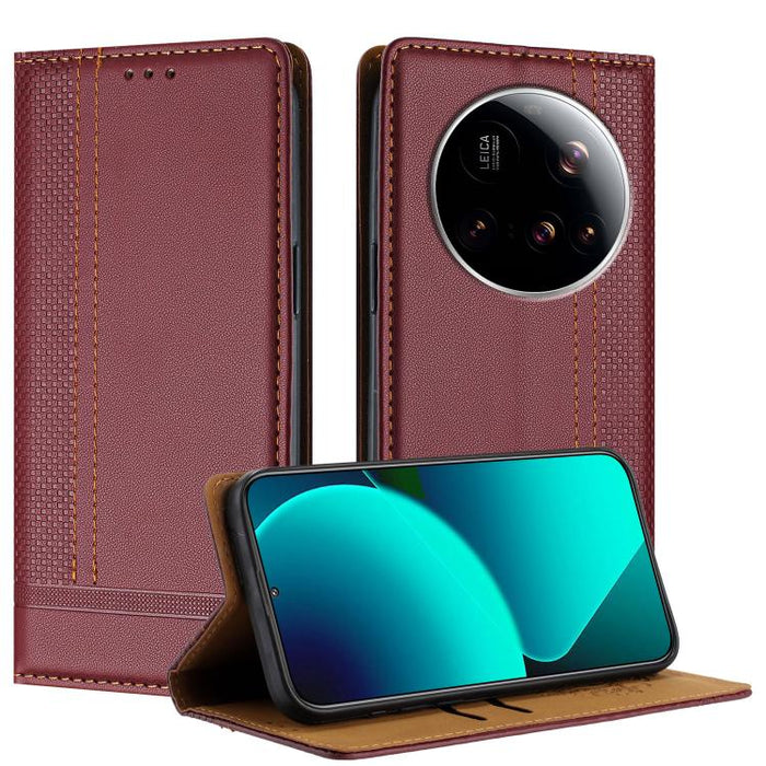 Funda para teléfono de cuero vegano resistente a los arañazos con diseño de costuras, For Xiaomi Poco C85 4G, For Xiaomi Poco M7 4G 171mm, For Xiaomi 15T Pro 5G, For Xiaomi 15T 5G, For Xiaomi Civi 5 Pro, For Xiaomi 15S Pro, For Xiaomi 15 Ultra         ...