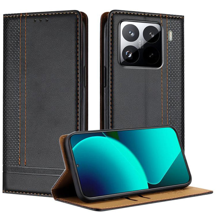 Funda para teléfono de cuero vegano resistente a los arañazos con diseño de costuras, For Xiaomi Poco C85 4G, For Xiaomi Poco M7 4G 171mm, For Xiaomi 15T Pro 5G, For Xiaomi 15T 5G, For Xiaomi Civi 5 Pro, For Xiaomi 15S Pro, For Xiaomi 15 Ultra         ...