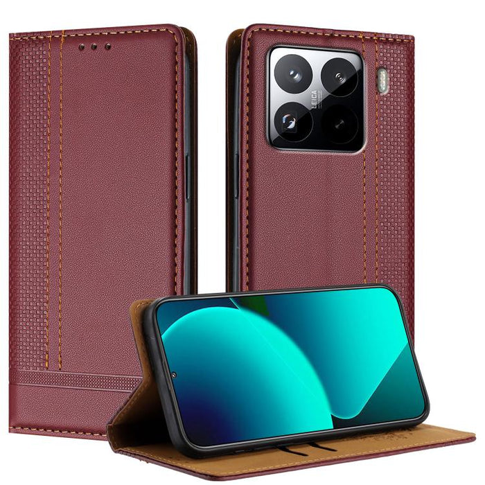 Funda para teléfono de cuero vegano resistente a los arañazos con diseño de costuras, For Xiaomi Poco C85 4G, For Xiaomi Poco M7 4G 171mm, For Xiaomi 15T Pro 5G, For Xiaomi 15T 5G, For Xiaomi Civi 5 Pro, For Xiaomi 15S Pro, For Xiaomi 15 Ultra         ...