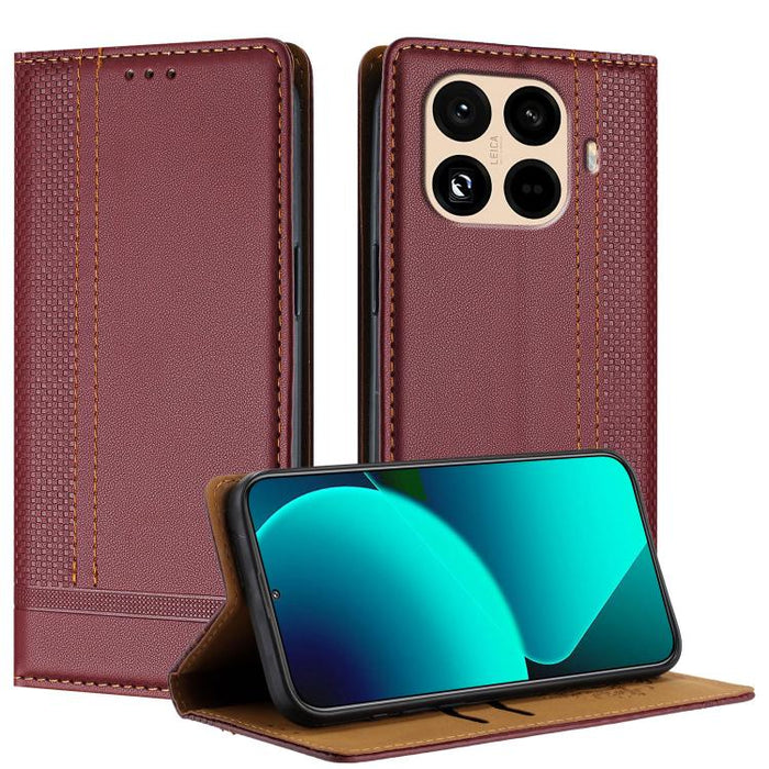 Funda para teléfono de cuero vegano resistente a los arañazos con diseño de costuras, For Xiaomi Poco C85 4G, For Xiaomi Poco M7 4G 171mm, For Xiaomi 15T Pro 5G, For Xiaomi 15T 5G, For Xiaomi Civi 5 Pro, For Xiaomi 15S Pro, For Xiaomi 15 Ultra         ...
