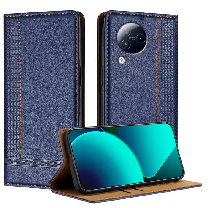 Funda para teléfono de cuero vegano resistente a los arañazos con diseño de costuras, For Xiaomi 14 Pro, For Xiaomi 14, For Xiaomi 13 Ultra, For Xiaomi Civi 3, For Xiaomi Poco X3 Pro