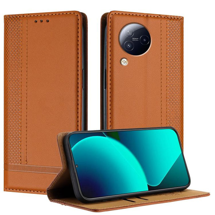 Funda para teléfono de cuero vegano resistente a los arañazos con diseño de costuras, For Xiaomi 14 Pro, For Xiaomi 14, For Xiaomi 13 Ultra, For Xiaomi Civi 3, For Xiaomi Poco X3 Pro