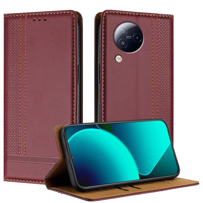 Funda para teléfono de cuero vegano resistente a los arañazos con diseño de costuras, For Xiaomi 14 Pro, For Xiaomi 14, For Xiaomi 13 Ultra, For Xiaomi Civi 3, For Xiaomi Poco X3 Pro