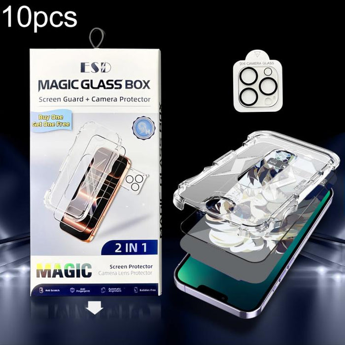10 unidades de película protectora de vidrio templado HD a prueba de polvo para caja, fácil instalación, con película para lente., For iPhone 17e / 16e, For iPhone 17 Pro Max, For iPhone 17 Pro, For iPhone 17, For iPhone Air, For iPhone 16 Pro Max     ...