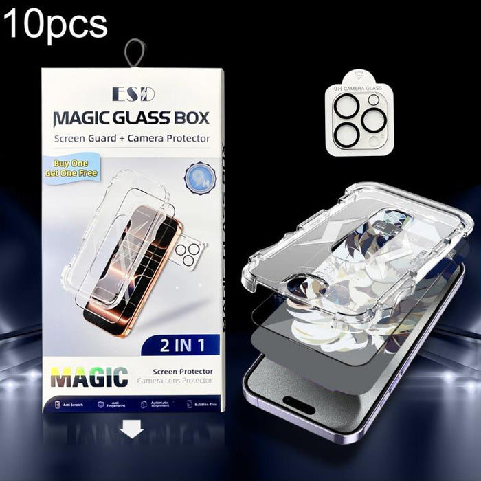 10 unidades de película protectora de vidrio templado HD a prueba de polvo para caja, fácil instalación, con película para lente., For iPhone 17e / 16e, For iPhone 17 Pro Max, For iPhone 17 Pro, For iPhone 17, For iPhone Air, For iPhone 16 Pro Max     ...