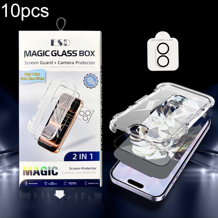 10 unidades de película protectora de vidrio templado HD a prueba de polvo para caja, fácil instalación, con película para lente., For iPhone 17e / 16e, For iPhone 17 Pro Max, For iPhone 17 Pro, For iPhone 17, For iPhone Air, For iPhone 16 Pro Max     ...