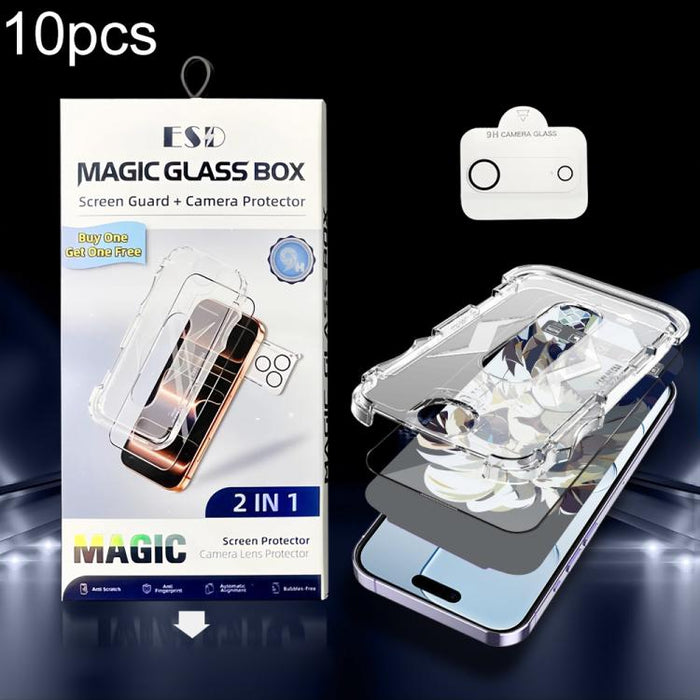 10 unidades de película protectora de vidrio templado HD a prueba de polvo para caja, fácil instalación, con película para lente., For iPhone 17e / 16e, For iPhone 17 Pro Max, For iPhone 17 Pro, For iPhone 17, For iPhone Air, For iPhone 16 Pro Max     ...