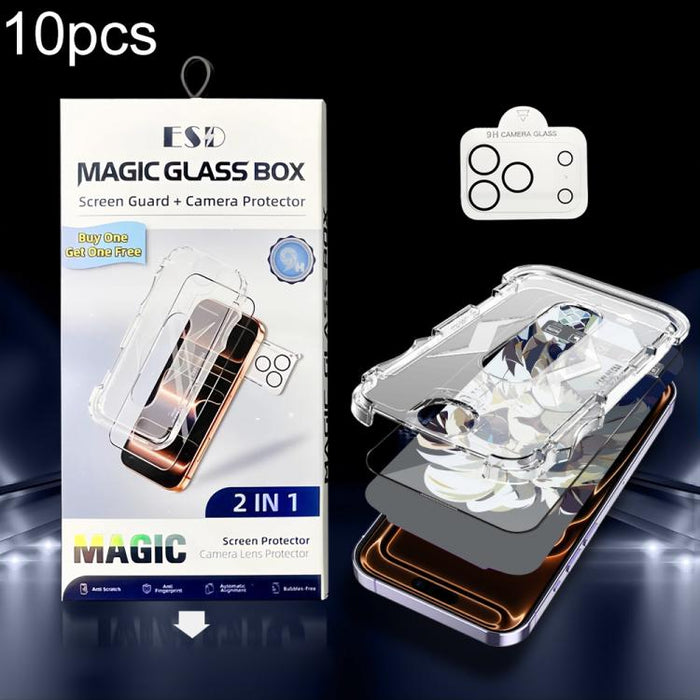 10 unidades de película protectora de vidrio templado HD a prueba de polvo para caja, fácil instalación, con película para lente., For iPhone 17e / 16e, For iPhone 17 Pro Max, For iPhone 17 Pro, For iPhone 17, For iPhone Air, For iPhone 16 Pro Max     ...