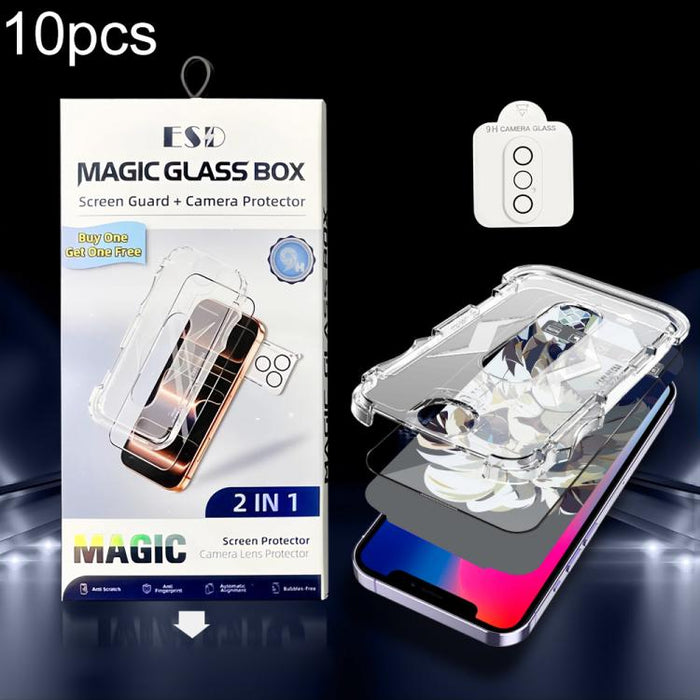 10 unidades de película protectora de vidrio templado HD a prueba de polvo para caja, fácil instalación, con película para lente., For iPhone 17e / 16e, For iPhone 17 Pro Max, For iPhone 17 Pro, For iPhone 17, For iPhone Air, For iPhone 16 Pro Max     ...