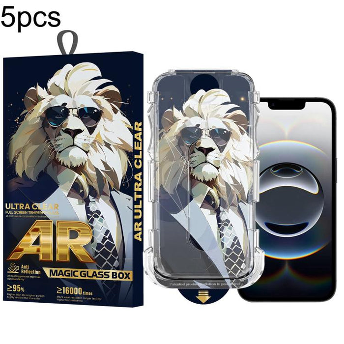 5 gafas de sol con diseño de león, fáciles de instalar, con caja a prueba de polvo y cristal templado AR HD., For iPhone 17e / 16e / 14 / 13 Pro, For iPhone 17 Pro Max, For iPhone 17 Pro, For iPhone 17 / 16 Pro, For iPhone Air, For iPhone 16 Pro Max   ...