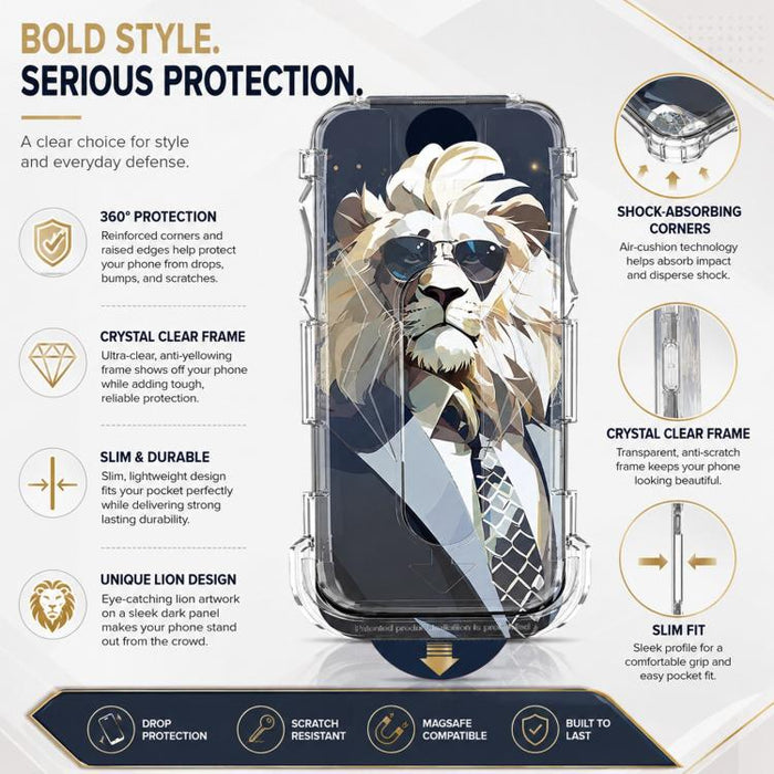 5 gafas de sol con diseño de león, fáciles de instalar, con caja a prueba de polvo y cristal templado AR HD., For iPhone 17e / 16e / 14 / 13 Pro, For iPhone 17 Pro Max, For iPhone 17 Pro, For iPhone 17 / 16 Pro, For iPhone Air, For iPhone 16 Pro Max   ...