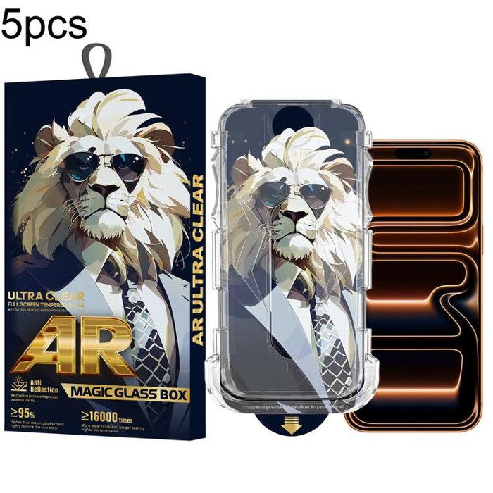 5 gafas de sol con diseño de león, fáciles de instalar, con caja a prueba de polvo y cristal templado AR HD., For iPhone 17e / 16e / 14 / 13 Pro, For iPhone 17 Pro Max, For iPhone 17 Pro, For iPhone 17 / 16 Pro, For iPhone Air, For iPhone 16 Pro Max   ...