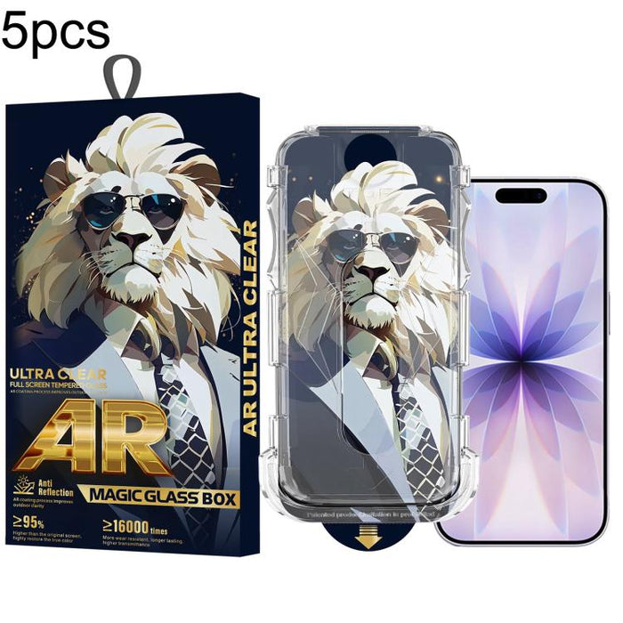 5 gafas de sol con diseño de león, fáciles de instalar, con caja a prueba de polvo y cristal templado AR HD., For iPhone 17e / 16e / 14 / 13 Pro, For iPhone 17 Pro Max, For iPhone 17 Pro, For iPhone 17 / 16 Pro, For iPhone Air, For iPhone 16 Pro Max   ...