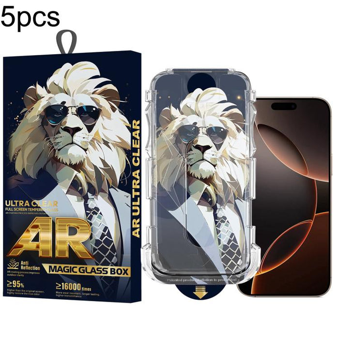 5 gafas de sol con diseño de león, fáciles de instalar, con caja a prueba de polvo y cristal templado AR HD., For iPhone 17e / 16e / 14 / 13 Pro, For iPhone 17 Pro Max, For iPhone 17 Pro, For iPhone 17 / 16 Pro, For iPhone Air, For iPhone 16 Pro Max   ...