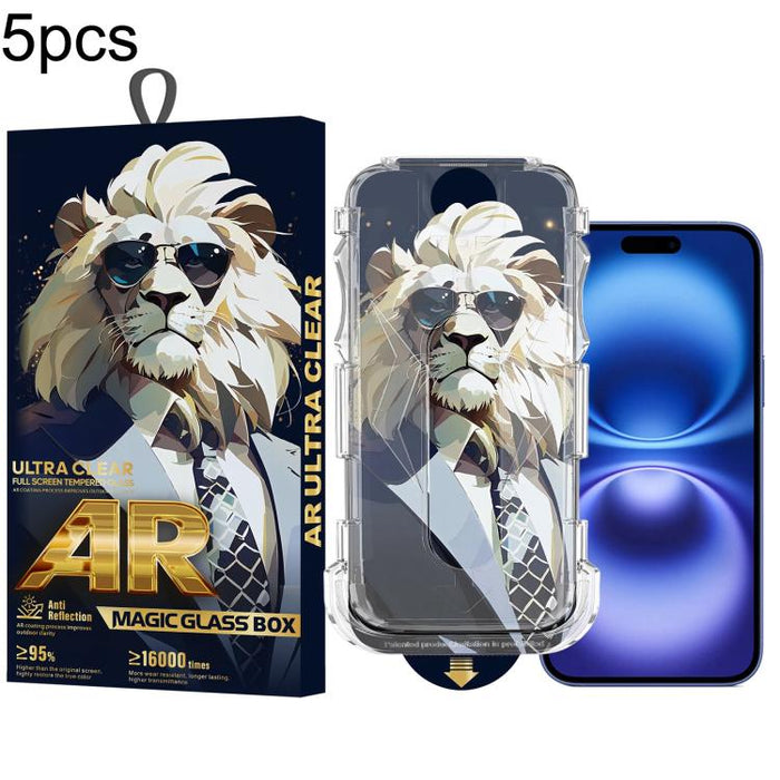 5 gafas de sol con diseño de león, fáciles de instalar, con caja a prueba de polvo y cristal templado AR HD., For iPhone 17e / 16e / 14 / 13 Pro, For iPhone 17 Pro Max, For iPhone 17 Pro, For iPhone 17 / 16 Pro, For iPhone Air, For iPhone 16 Pro Max   ...