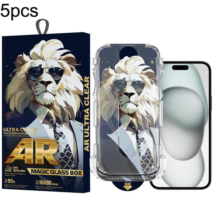 5 gafas de sol con diseño de león, fáciles de instalar, con caja a prueba de polvo y cristal templado AR HD., For iPhone 17e / 16e / 14 / 13 Pro, For iPhone 17 Pro Max, For iPhone 17 Pro, For iPhone 17 / 16 Pro, For iPhone Air, For iPhone 16 Pro Max   ...