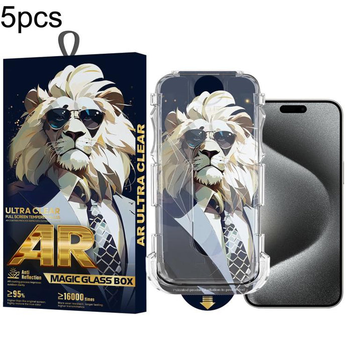 5 gafas de sol con diseño de león, fáciles de instalar, con caja a prueba de polvo y cristal templado AR HD., For iPhone 17e / 16e / 14 / 13 Pro, For iPhone 17 Pro Max, For iPhone 17 Pro, For iPhone 17 / 16 Pro, For iPhone Air, For iPhone 16 Pro Max   ...