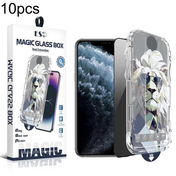 10 láminas de vidrio templado para cajas de fácil instalación, a prueba de polvo y privacidad., For iPhone 17e / 16e / 14 / 13 Pro, For iPhone 17 Pro Max, For iPhone 17 Pro, For iPhone 17 / 16 Pro, For iPhone Air, For iPhone 16 Pro Max                 ...