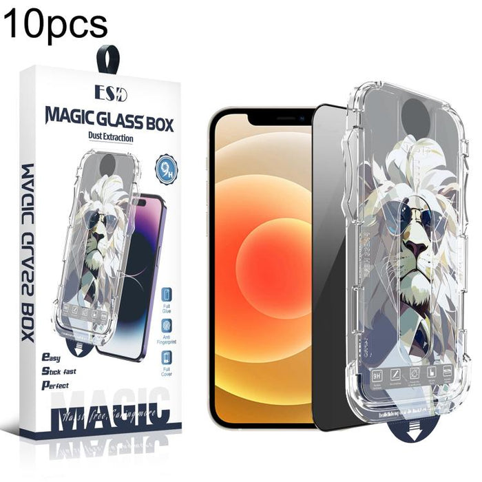 10 láminas de vidrio templado para cajas de fácil instalación, a prueba de polvo y privacidad., For iPhone 17e / 16e / 14 / 13 Pro, For iPhone 17 Pro Max, For iPhone 17 Pro, For iPhone 17 / 16 Pro, For iPhone Air, For iPhone 16 Pro Max                 ...
