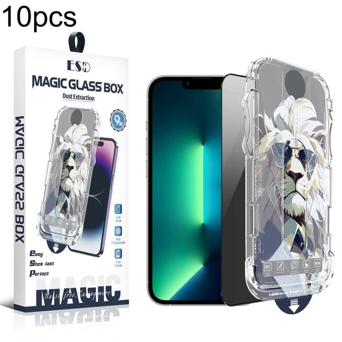 10 láminas de vidrio templado para cajas de fácil instalación, a prueba de polvo y privacidad., For iPhone 17e / 16e / 14 / 13 Pro, For iPhone 17 Pro Max, For iPhone 17 Pro, For iPhone 17 / 16 Pro, For iPhone Air, For iPhone 16 Pro Max                 ...